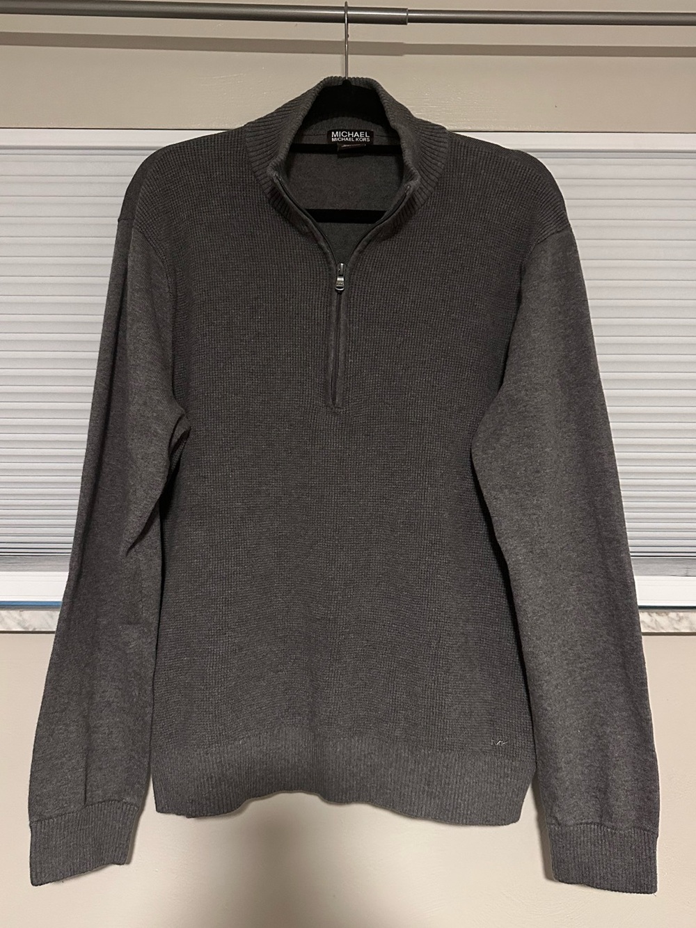Michael Kors Men's Dark Charcoal Quarter Zip Sweater